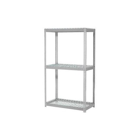 Global Equipment Expandable Starter Rack 48x12x84 3 Level Wire Deck 1500 lb. Cap Per Deck GRY 716425